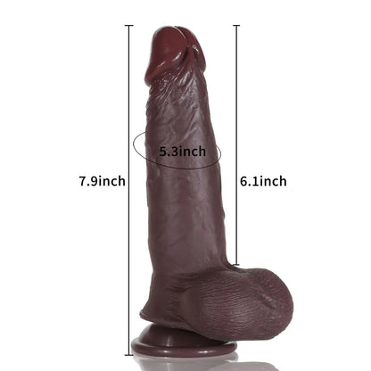 Realcocks Báller 7.9in Sliding Foreskin Black Dildo Lifelike Flexible Real Balls Realistic Dildo - RealCocks