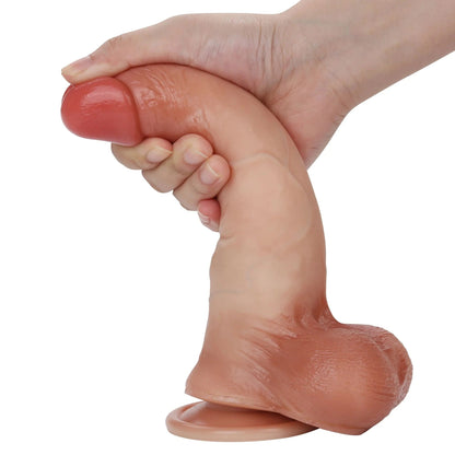 Realcocks Báller 7.9in Sliding Foreskin Black Dildo Lifelike Flexible Real Balls Realistic Dildo - RealCocks