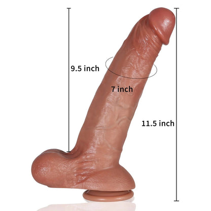 Levi 11inch Big Hyper Silicone Realistic Dildo with Balls featuring a strong suction base for hands-free enjoyment