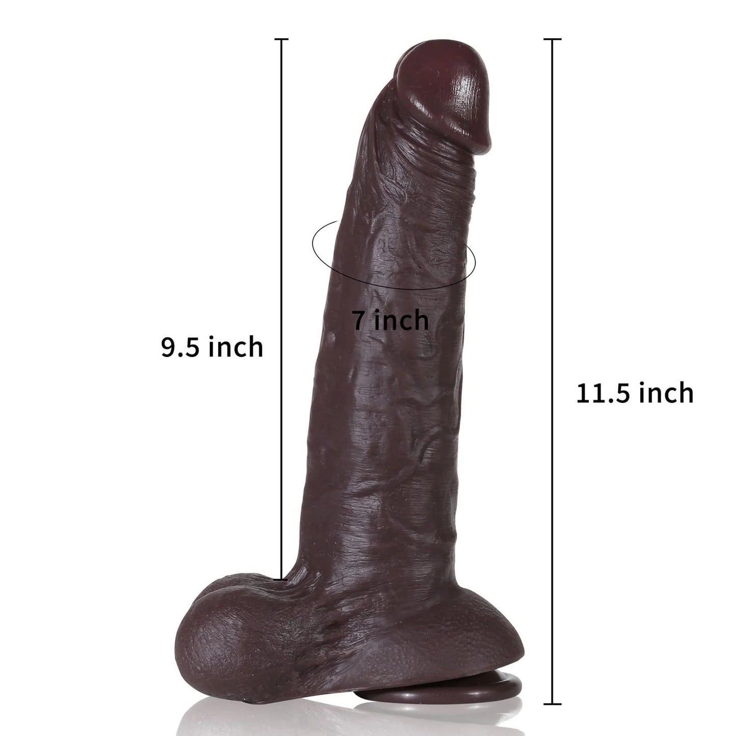 Levi 11inch Big Hyper Silicone Realistic Dildo with Balls featuring detailed texture and strong suction base